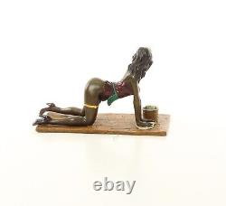 Erotic Bronze Sculpture of a Lady Wrestling the Ground in Viennese Art Style