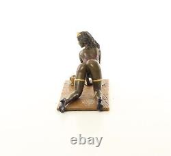 Erotic Bronze Sculpture of a Lady Wrestling the Ground in Viennese Art Style