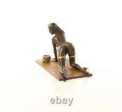 Erotic Bronze Sculpture of a Lady Wrestling the Ground in Viennese Art Style