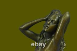 Erotic Chair Woman Nude Handicraft Decor Art Bronze Sculpture Statue Figurine