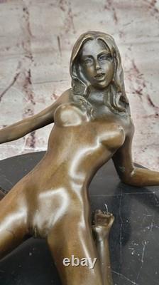 Erotic Sculpture Sexy Girl Nude Provocative Pose Bronze Statue Sexual Art