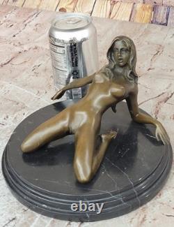 Erotic Sculpture Sexy Nude Girl Provocative Pose Bronze Statue Sexual Art
