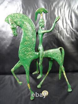 Etruscan Art Sculpture Rider On Horse, Bronze Style Fredéric Weinberg