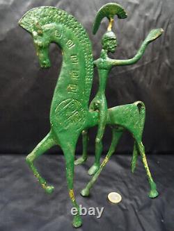 Etruscan Art Sculpture Rider On Horse, Bronze Style Fredéric Weinberg