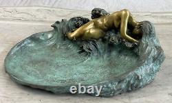European Bronze Sculpture Style Art New Woman Lotus Jewellery Flat Skate Sale