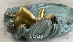 European Bronze Sculpture Style Art New Woman Lotus Jewellery Flat Skate Sale
