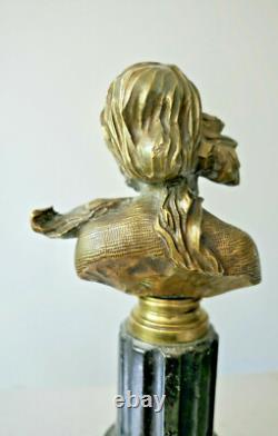 F Renard, Bust of Woman, Bronze Sculpture, Art Nouveau Signature to See