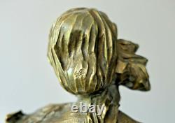 F Renard, Bust of Woman, Bronze Sculpture, Art Nouveau Signature to See