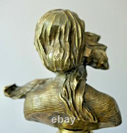 F Renard, Bust of Woman, Bronze Sculpture, Art Nouveau Signature to See