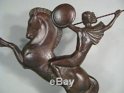Female Amazon Warrior Horse Sculpture Art Deco Bronze Dafter Molins Balleste