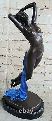 Female Bronze Chair Figurine Nude Woman Art Deco Sculpture Incense