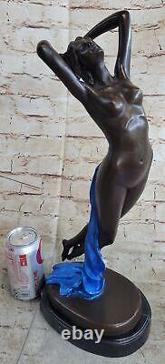 Female Bronze Chair Figurine Nude Woman Art Deco Sculpture Incense