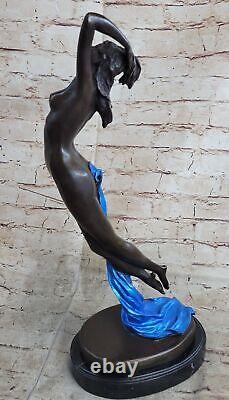 Female Bronze Chair Figurine Nude Woman Art Deco Sculpture Incense