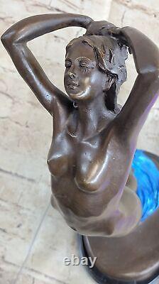 Female Bronze Chair Figurine Nude Woman Art Deco Sculpture Incense