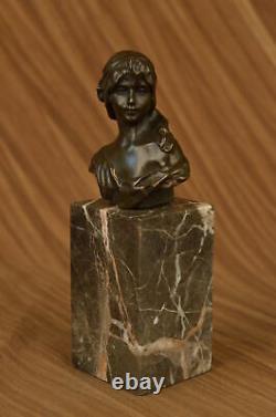 Female Bust Bronze Sculpture Serre-book Made Original Deco Art