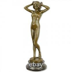 Figure In Bronze Woman Erotic Naked Lady Art Sculpture Bronze 38cm Antique Style
