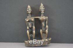 Figurine Sculpture Priomordial Couple In Bronze Dogon Art First African Mali