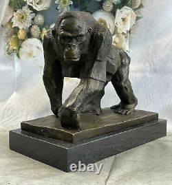 Fin Bronze Japanese Saru Monkey Chimpanze Gorilla Okimono Netsuke Statue Art