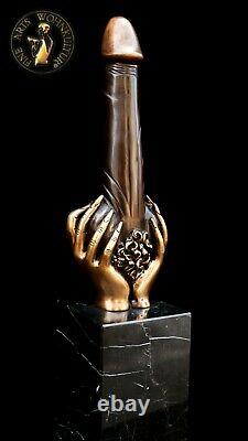 Fine Arts Wohnkultur Bronze Sculpture Figure Phallus In The Hand Of An Erotic