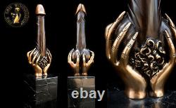 Fine Arts Wohnkultur Bronze Sculpture Figure Phallus In The Hand Of An Erotic