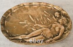Flat Tray Empty Pocket Bronze Sculpture Art Nouveau E. Seraphin Vernier Naked Lady