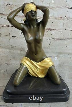 Font Bronze Art Deco Captive Sexy Woman Statue Sculpture Preiss Figure Chair