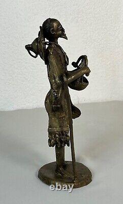 Former Xxth African Art Burkina Faso Statue, Bronze Sculpture Beggar