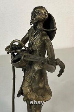 Former Xxth African Art Burkina Faso Statue, Bronze Sculpture Beggar