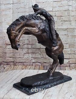 Frederic Remington Furry Chaps Bronze Sculpture Art Deco West Marble Figurine
