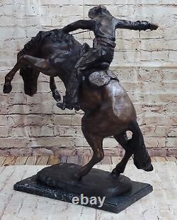 Frederic Remington Furry Chaps Bronze Sculpture Art Deco West Marble Figurine