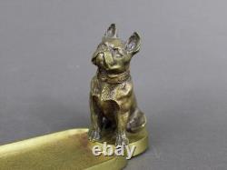 French Art Deco Bulldog Bronze Sculpture, Old 1920s Car Mascot, by Artist Dreux