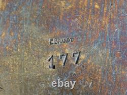 French Art Deco EDGAR BRANDT bronze sculpture, Antique 1920s, Signed paperweight