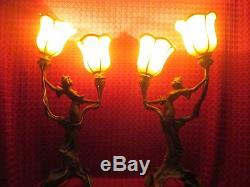 French Lamp Lamp Sculpture Art Nouveau Jugendstil Candlesticks Deco 1900 / No Bronze