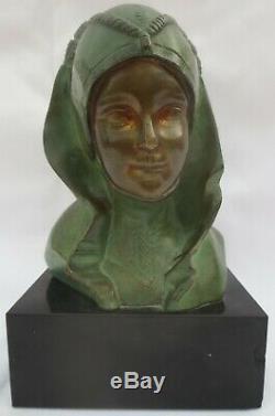 G. Garreau Bronze, Sculpture Of A Female Bust Art Deco Style