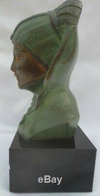 G. Garreau Bronze, Sculpture Of A Female Bust Art Deco Style