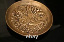 G. Huygens' Bronze Cut With Floral Decoration With An Art Deco Bird