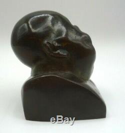 Gaston Hauchecome Sculpture Art Deco Bronze Signed Chinese Character
