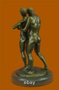 Gay Erotic Bronze Art Statue Homo Naked Man Figure Nu Male Sculpture Signed