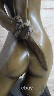 Genuine Signed Abstract Modern Art Female Nude Torso Bronze Sculpture Statue