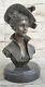 Gerome Fountain Bronze Bust / Woman's Head Sculpture In French Art Nouveau Style No.