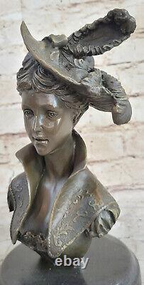 Gerome Fountain Bronze Bust / Woman's Head Sculpture in French Art Nouveau Style No.