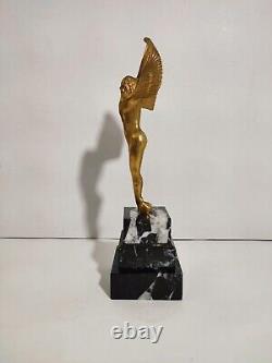 Gilded Bronze Art Deco Mascot / 1930's France / Victory Statue Sculpture