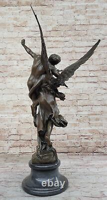 Gloria Victis True Bronze on Marble Base Sculpture Statue Angel Art Decor