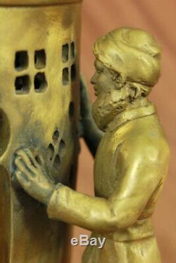 Gold Patina Lurking Two Arabic Men Naked Woman Bronze Sculpture Figurine Art Deco