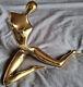 Golden Bronze Sculpture Stylized Nude Woman Contemporary Art Michel Ilhat 1999