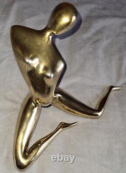 Golden bronze sculpture Stylized nude woman contemporary art Michel ILHAT 1999