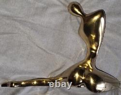 Golden bronze sculpture Stylized nude woman contemporary art Michel ILHAT 1999