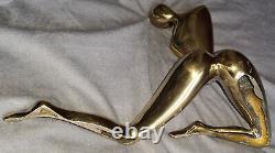 Golden bronze sculpture Stylized nude woman contemporary art Michel ILHAT 1999