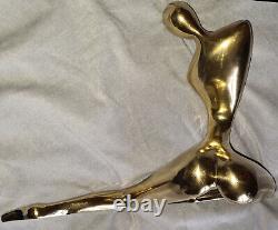 Golden bronze sculpture Stylized nude woman contemporary art Michel ILHAT 1999