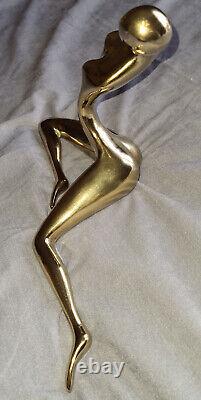 Golden bronze sculpture Stylized nude woman contemporary art Michel ILHAT 1999